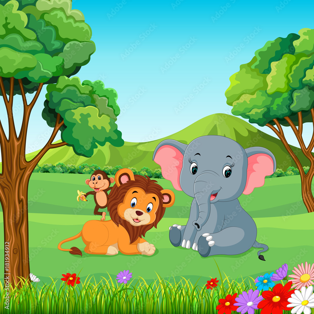 Wild animals in the forest 