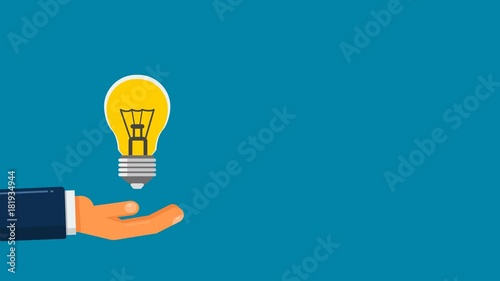 Hand and lamp business concept.