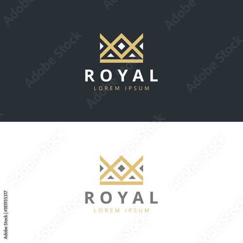 Geometric Vintage Creative Crown abstract Logo design vector template. Vintage Crown Logo Royal King Queen concept symbol Logotype concept icon. 