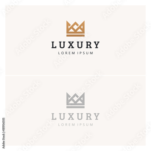Geometric Vintage Creative Crown abstract Logo design vector template. Vintage Crown Logo Royal King Queen concept symbol Logotype concept icon. 