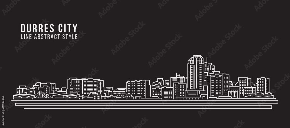 Cityscape Building Line art Vector Illustration design - Durres city