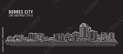 Cityscape Building Line art Vector Illustration design - Durres city