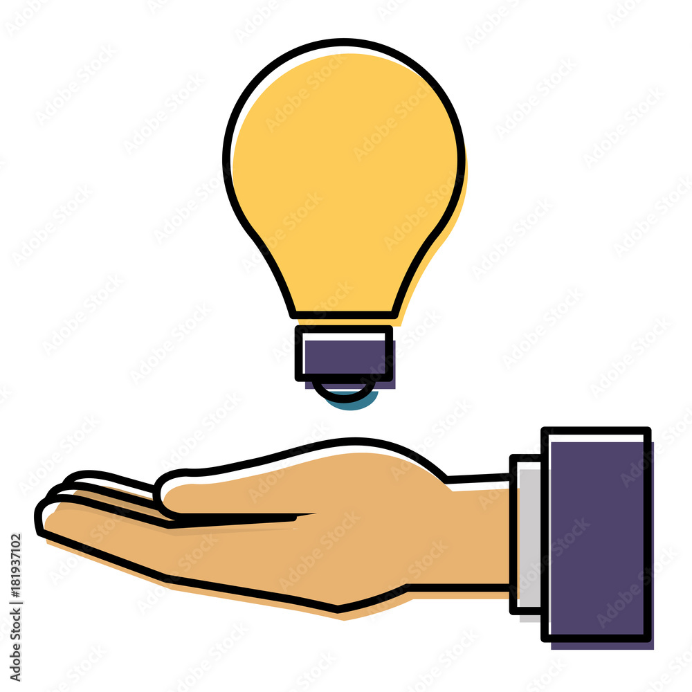 hand human with bulb light vector illustration design hand human with bulb light vector illustration design