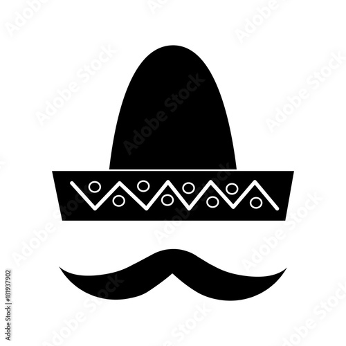 mexican hat and mustache carnival costume vector illustration