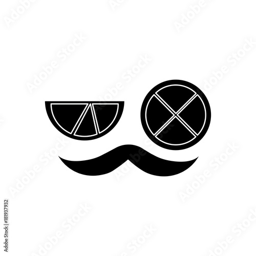 mustache and two slice lime mexican symbol vector illustration