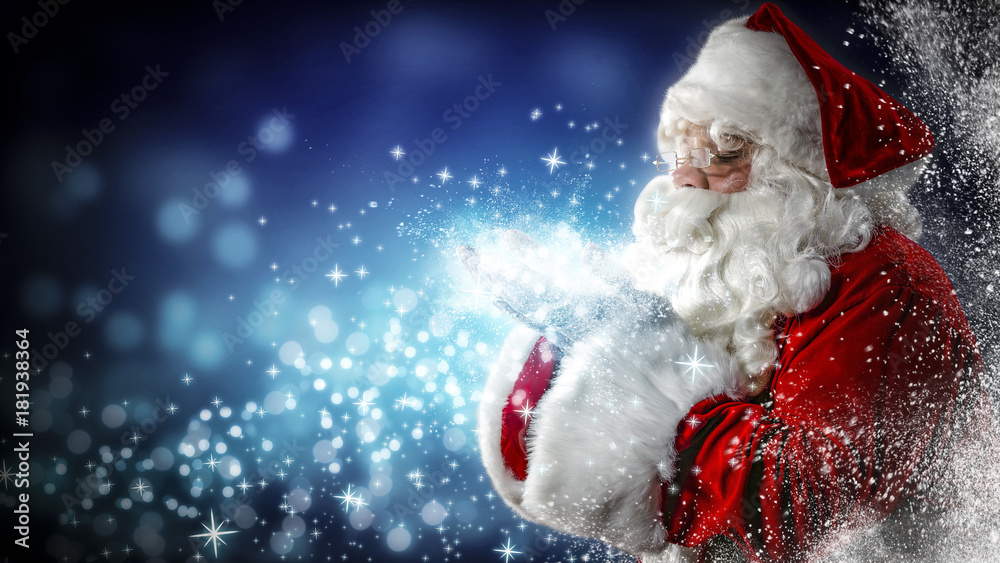 Santa Claus and magic time  - obrazy, fototapety, plakaty 