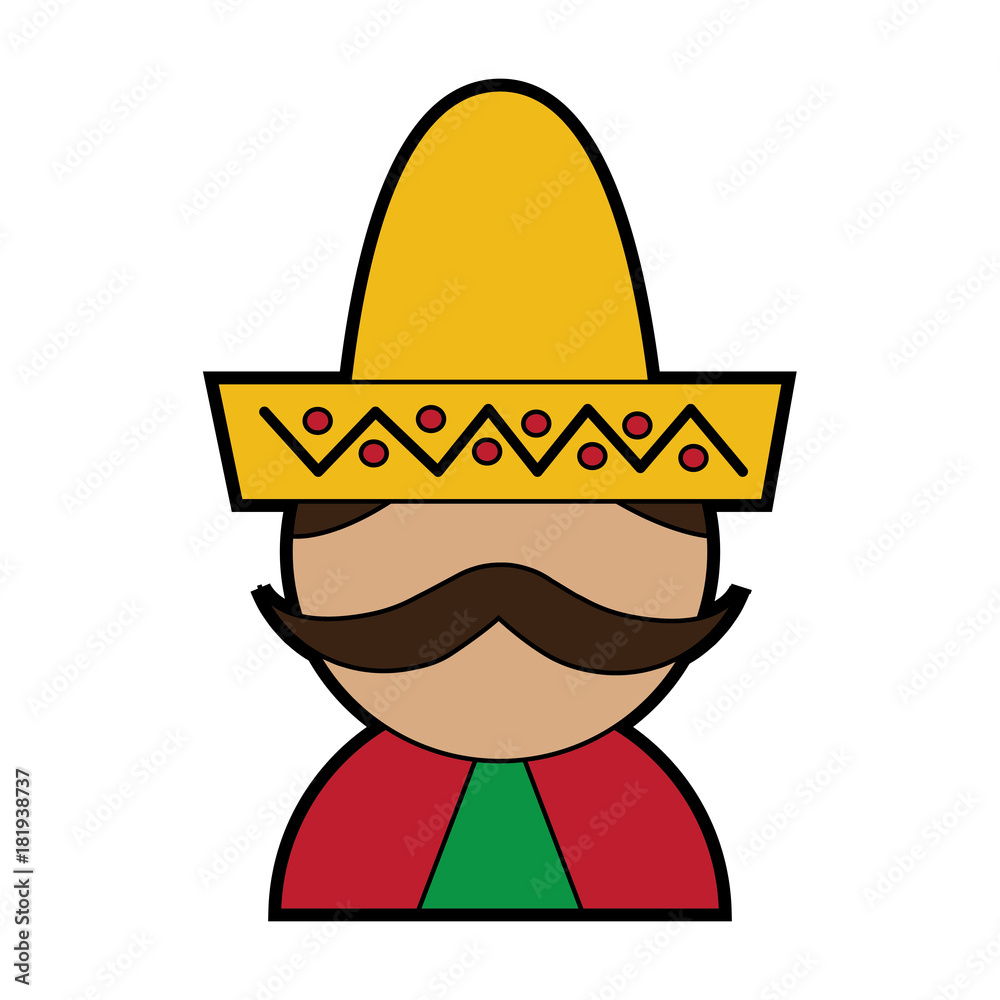 man with sombrero mexico culture icon image vector illustration design 
