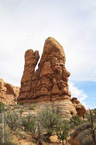 Red rock stone formations in Arches National Park, Utah