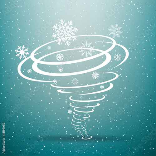 Winter snow tornado blue background