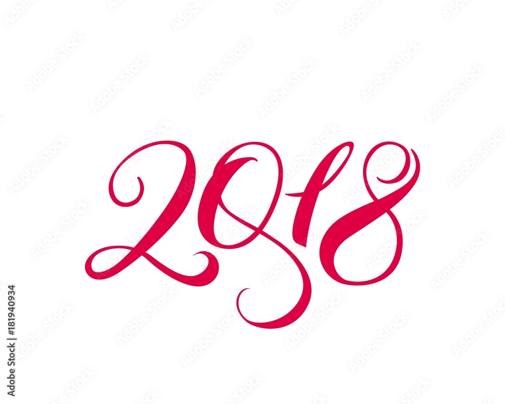 2018 - symbols new year. Hand lettering vector illustration. Festive design, christmas postcards 2018 - symbols new year. Hand lettering vector illustration. Festive design, christmas postcards