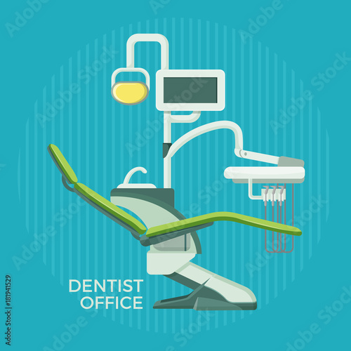 Dentist office promotional poster with special modern equipment