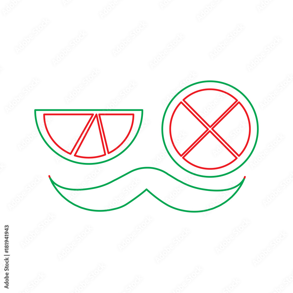 mustache and two slice lime mexican symbol vector illustration mustache and two slice lime mexican symbol vector illustration