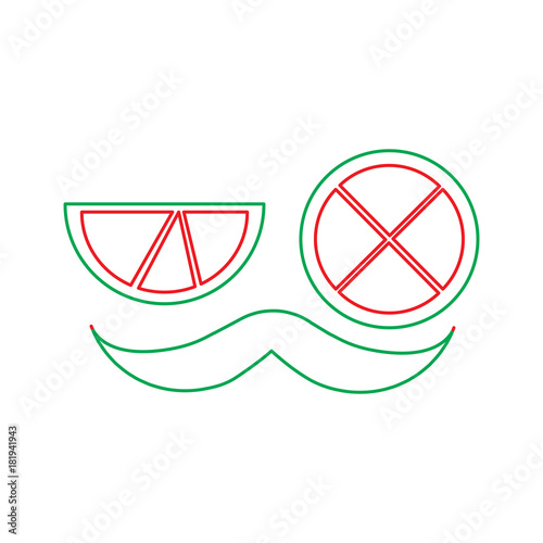 mustache and two slice lime mexican symbol vector illustration