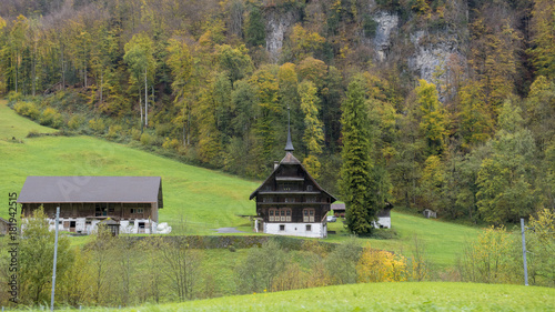 Fotografía Engelberg, Switzerland, October 29;2017; Beautiful view of countryside village a