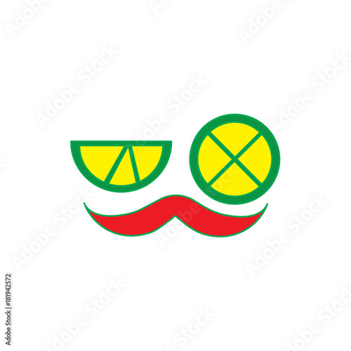 mustache and two slice lime mexican symbol vector illustration