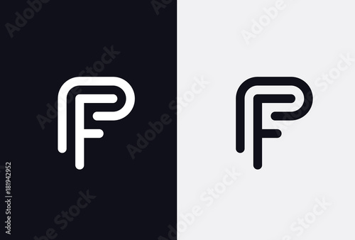 Abstract letter F and P logotype. Modern logo idea sign. Universal emblem vector icon.