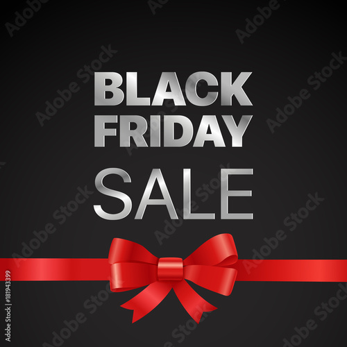 Black Friday vector concept. Black friday sale vector tag with red ribbon
