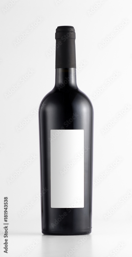 Close-up of a red wine bottle with blank label Close-up of a red wine bottle with blank label