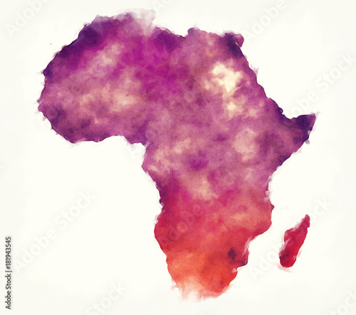 Obraz na plátně Africa watercolor map in front of a white background