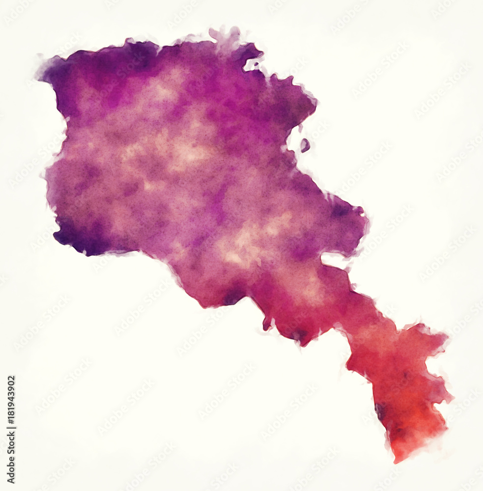 Armenia watercolor map in front of a white background Armenia watercolor map in front of a white background