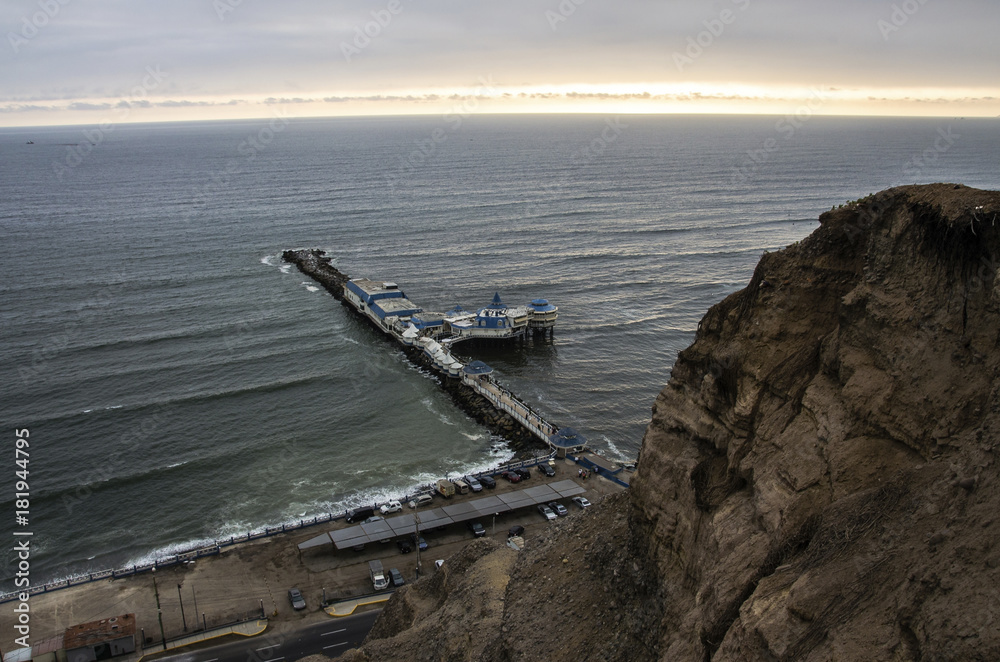 Panoramic view of the green coast from Miraflores (LIMA. PERU)