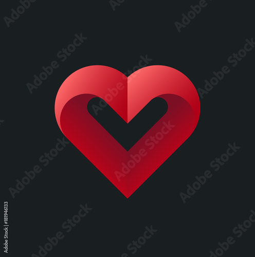 Heart vector symbol. Valentines day ribbon logotype. Abstract line medical health logo icon design. Cardiology Medical Health care Logotype concept icon.