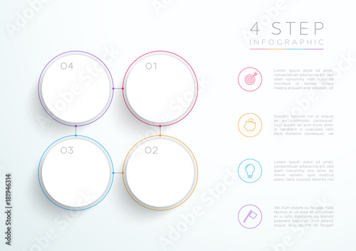Infographic Simple White 4 Step Connected Circles