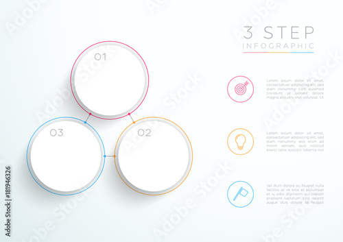 Infographic Simple White 3 Step Connected Circles
