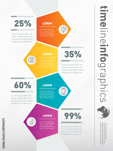 Vector infographic of technology or education process with 4 steps. Part of the report. Web Template for vertical diagram. Business presentation concept with 4 options.