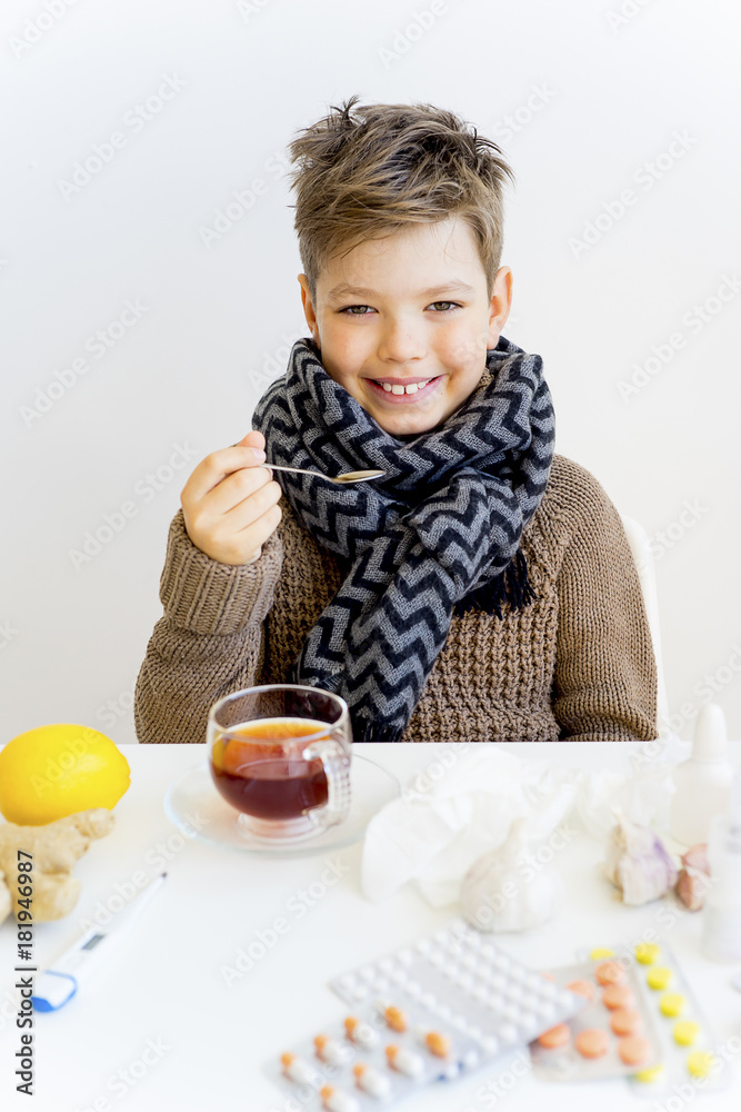 Boy having flu Boy having flu