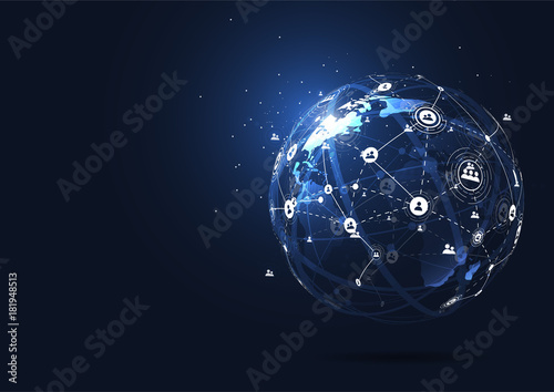 Global network connection. World map point and line composition concept of global business. Vector Illustration