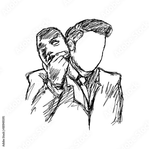 businessman remove his face off his head vector illustration sketch hand drawn with black lines isolated on white background
