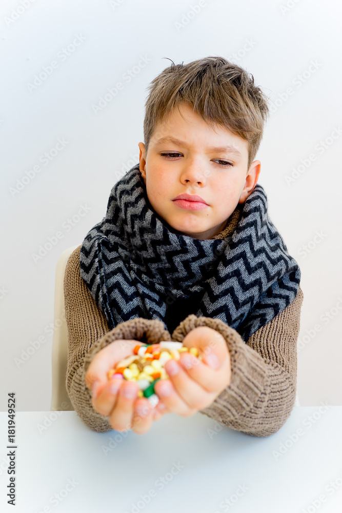 Boy having flu Boy having flu