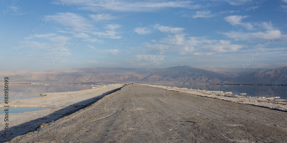 Road passing through sea, Dead Sea, Israel