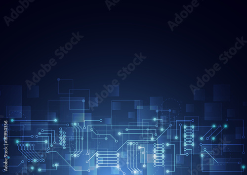 Abstract background with technology circuit board texture. Electronic motherboard illustration. Communication and engineering concept. Vector illustration