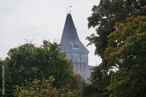 The Vajdahunyad Castle Tower in Budapest  Hungary
