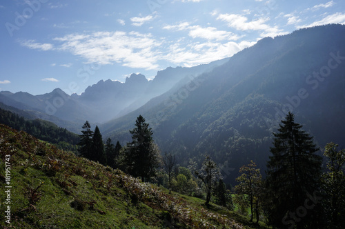 View of the Kaisertal in the Austrian Alps on a hazy morning © Emil