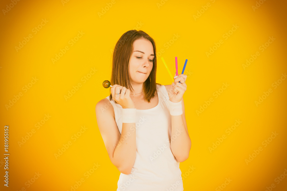 Young cute girl with lollipop  