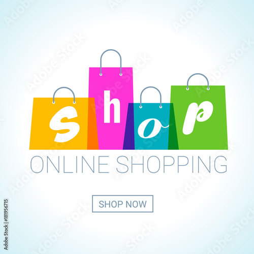 online shopping. Shopping Bags logo. Internet shop concept.