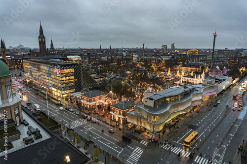 Night view over Tivoli in Copenhagen