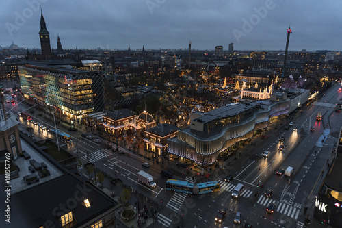 Night view over Tivoli in Copenhagen