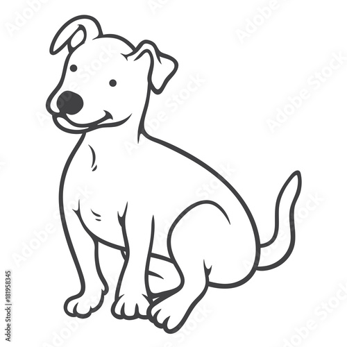 Small Dog Seated, Icon, Character Design, Coloring Page, Vector Illustration © albatriz