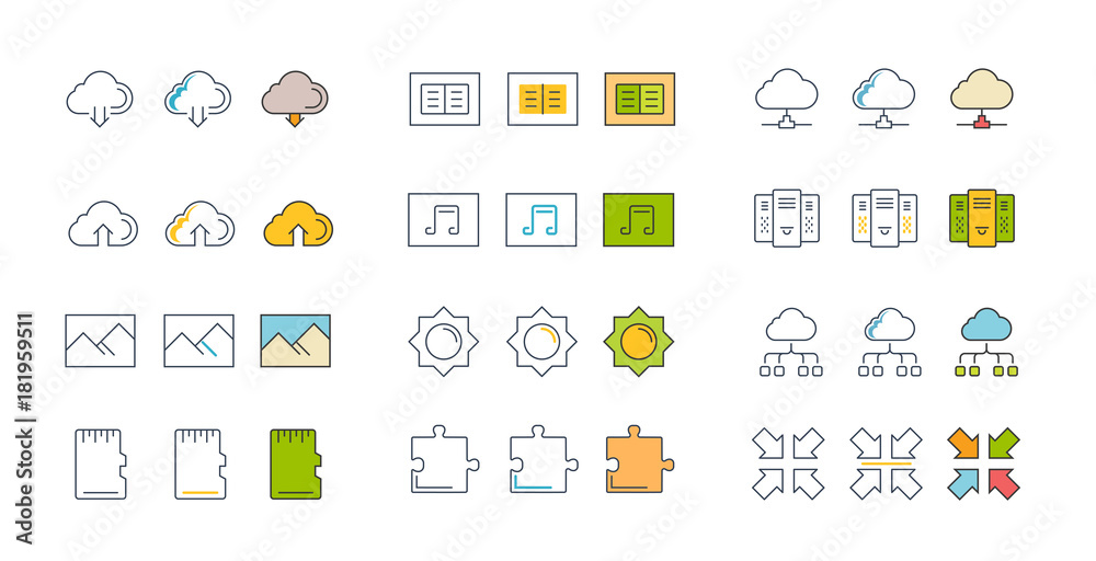 Set Vector Flat Line Icons Cloud Service Set Vector Flat Line Icons Cloud Service