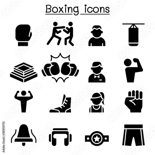 Boxing icon set