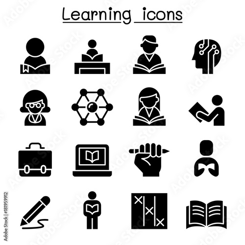 Study, Learning, Education icon set vector illustration graphic design