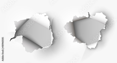 Hole torn in ripped paper