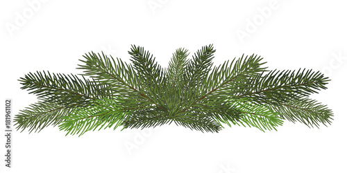 Vector illustration. Eps 10.Garland of branches of a Christmas tree . Isolated. nature decoration.