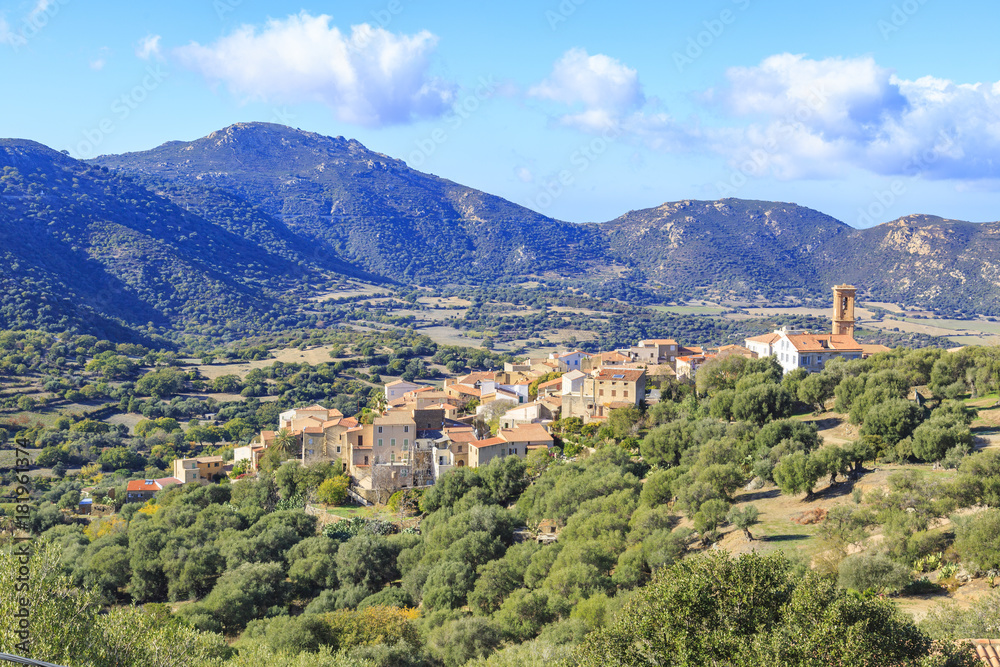 An old village in the mountains of Corsica in France