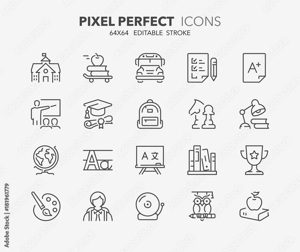 Fototapeta edukacja cienka linia ikon 1