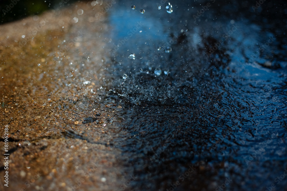 Rain spray on old concrete. Rain spray on old concrete.